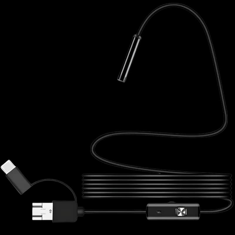 Endoscópio digital 8 mm grande angular 1080p (USB-A/MicroUSB/Tipo C) – Cabo flexível – 3,5 m