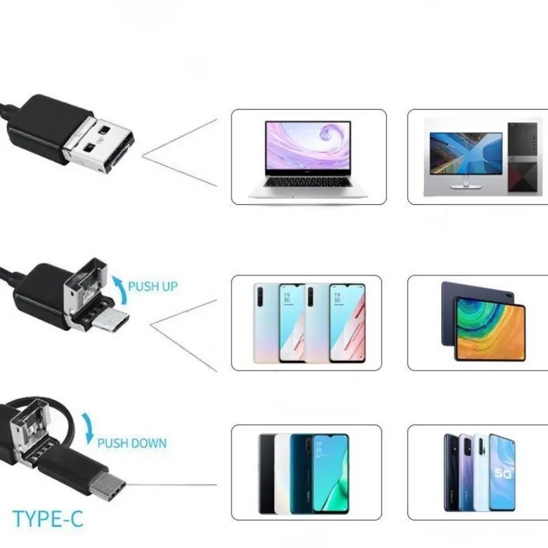 Endoscope numérique 8 mm grand angle 1080p (USB-A/MicroUSB/Type-C) – Câble flexible – 3,5 m - Ítem2