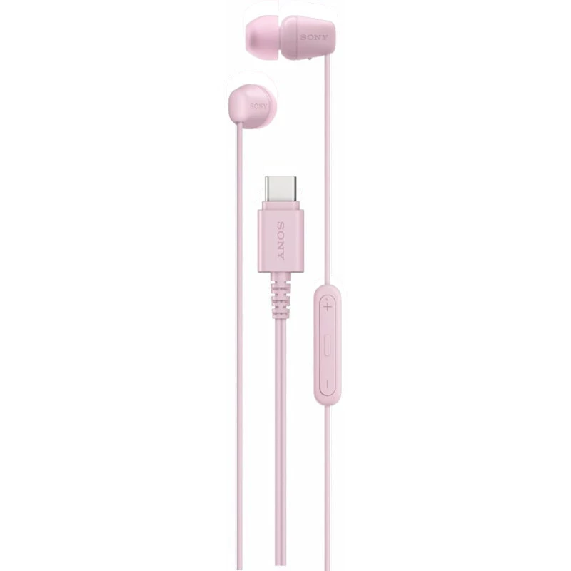 Auriculares Sony IER-EX15C USB-C rosa, intra-auriculares com pontas de silicone, cabo plano, microfone e controlo de volume/atendimento em linha. - Item