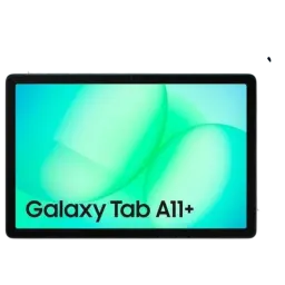 Samsung Galaxy Tab A11+ 11" Wi‑Fi prata, tela ampla com bordas finas, câmera traseira única, 6GB RAM e 128GB; design fino e moderno.