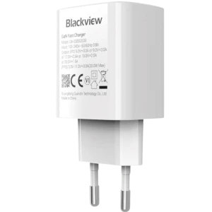 Chargeur mural Blackview 33 W USB C blanc, compact, deux broches EU, technologie GaN, prise unique USB C pour charge rapide et efficace