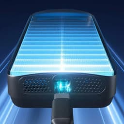 Painel solar brilhante e ventilado do Teclado com reconhecimento facial SwitchBot Vision Lock, com conector frontal e iluminação azul futurista