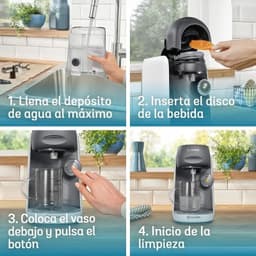 Bosch Tassimo Finesse TAS16B4 blanca, cafetera de cápsulas con depósito transparente, botón frontal, soporte para vaso y función de limpieza automática