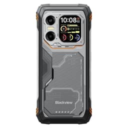 Blackview XPLORE 1 Pro 5G laranja robusto com moldura reforçada, tela exibindo câmera térmica, botões laterais texturizados e corpo antiderrapante