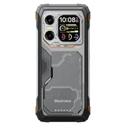 Blackview XPLORE 1 Pro 5G laranja robusto com câmera térmica ativa na tela, bordas reforçadas, corpo resistente e display amplo para uso industrial