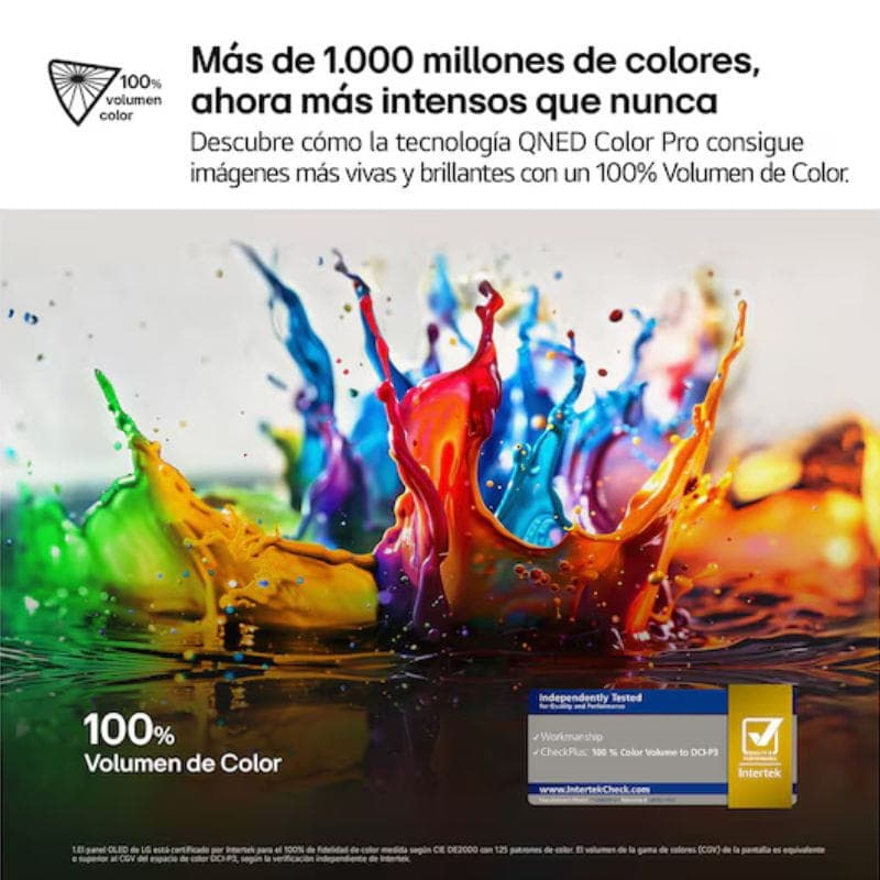 Éclaboussures colorées vives illustrant 100 % volume de couleur avec QNED Color Pro, contrastes intenses et détails 4K pour LG 43QNED70A6A 43 pouces