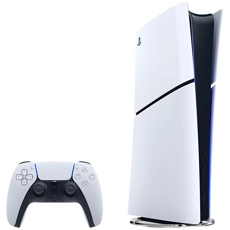 Consola PS5 Digital Chasis E blanca con luz azul, mando DualSense blanco y caja del bundle Fortnite Flowering Chaos con arte del juego y PEGI 12. - Ítem2