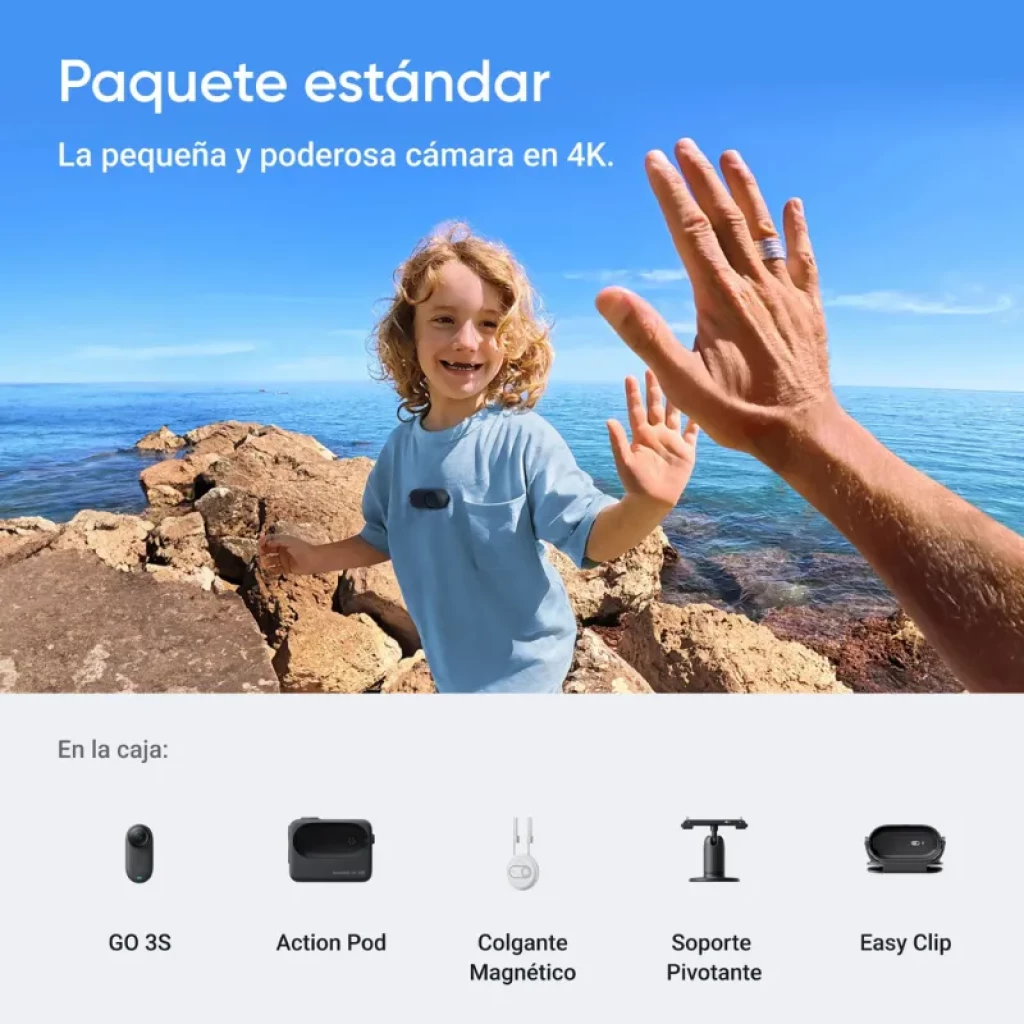 Insta 360º GO 3S Preto, câmara desportiva compacta com lente grande angular e ecrã tátil rebatível para pré-visualização e controlo frontais - Item8