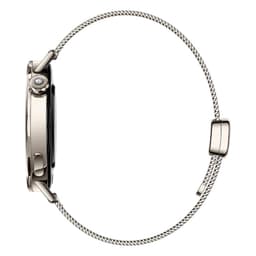 Xiaomi Watch S4 41 mm dourado com pulseira milanesa; caixa metálica fina, laterais polidas, coroa lateral e fecho magnético elegante
