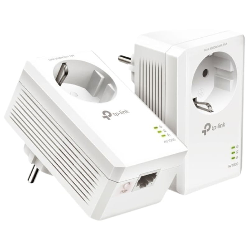 TP-Link TL-PA7017P Kit Adaptateurs CPL AV1000 blancs avec prise intégrée, port Ethernet RJ45, voyants LED d état, design compact à ailettes de ventilation - Ítem