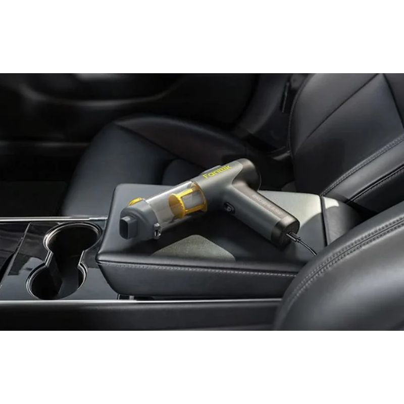 Fanttik Slim V9 Mix - Aspirateur à main sans fil compact, corps gris et jaune, réservoir transparent, filtre cylindrique, moteur brushless, design ergonomique - Ítem2