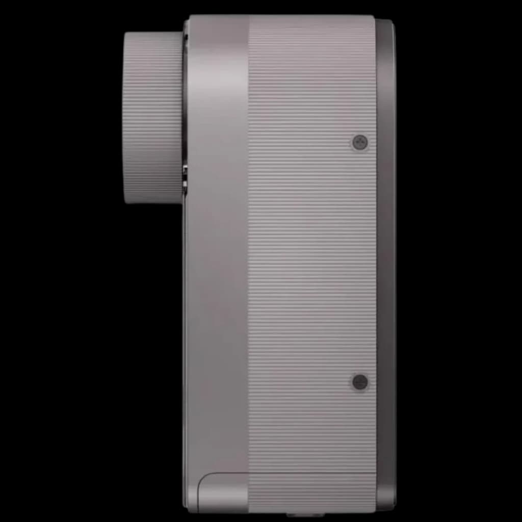 Fechadura inteligente Xiaomi cinza com corpo metálico lateral texturizado e cilindro robusto; design compacto para instalação fácil. Teclado incluído.