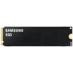 Disque SSD M.2 NVMe noir Samsung, format 2280, étiquette sobre Samsung SSD, connecteur doré PCIe à gauche, circuit imprimé discret et compact