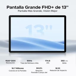 Doogee U13 Vip Edition 13 azul con pantalla FHD+ de 13 pulgadas, 90 Hz, 1920x1200, 350 nits, 174.8 ppi, 84.6 por ciento de pantalla y 16.7 millones de colores