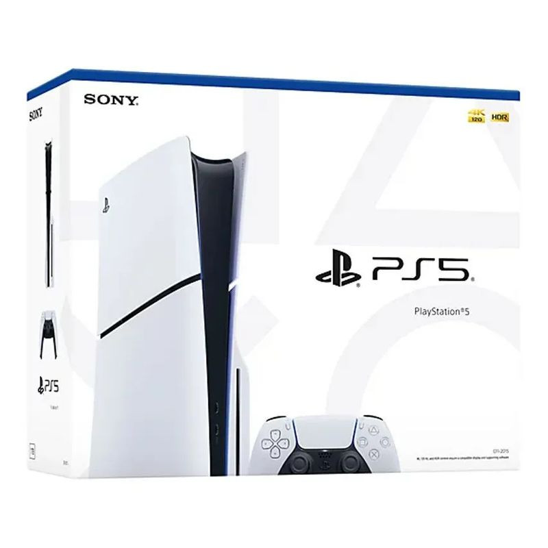 Console Sony PlayStation 5 Châssis E blanche avec lecteur, 1 To, design bicolore noir et blanc, bande LED bleue, manette DualSense assortie - Ítem4