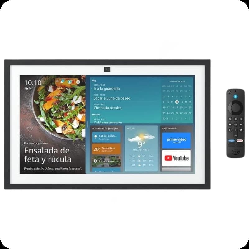 Amazon Echo Show 15 2024 pantalla 15.6 Full HD con cámara superior, widgets y apps; marco negro tipo cuadro. Incluye mando por voz Alexa y Fire TV