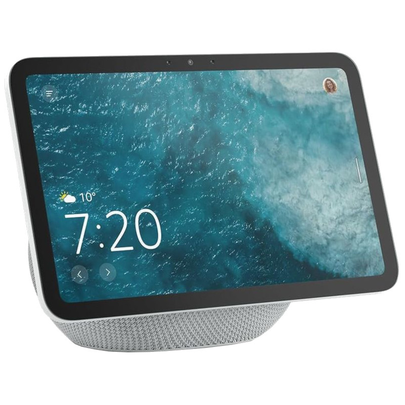 Amazon Echo Show 8 (2025) Blanco con pantalla táctil 8 pulgadas, biseles delgados, cámara frontal, base de malla blanca y display con reloj y clima - Ítem