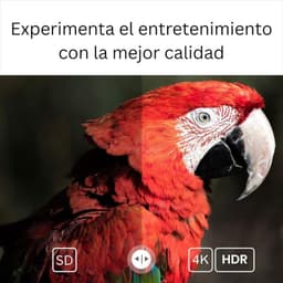 UBISHENG GD1 2GB/16GB 4K Android TV Stick con HDR: muestra comparación SD vs 4K, resaltando colores vivos y nitidez mejorada en la pantalla