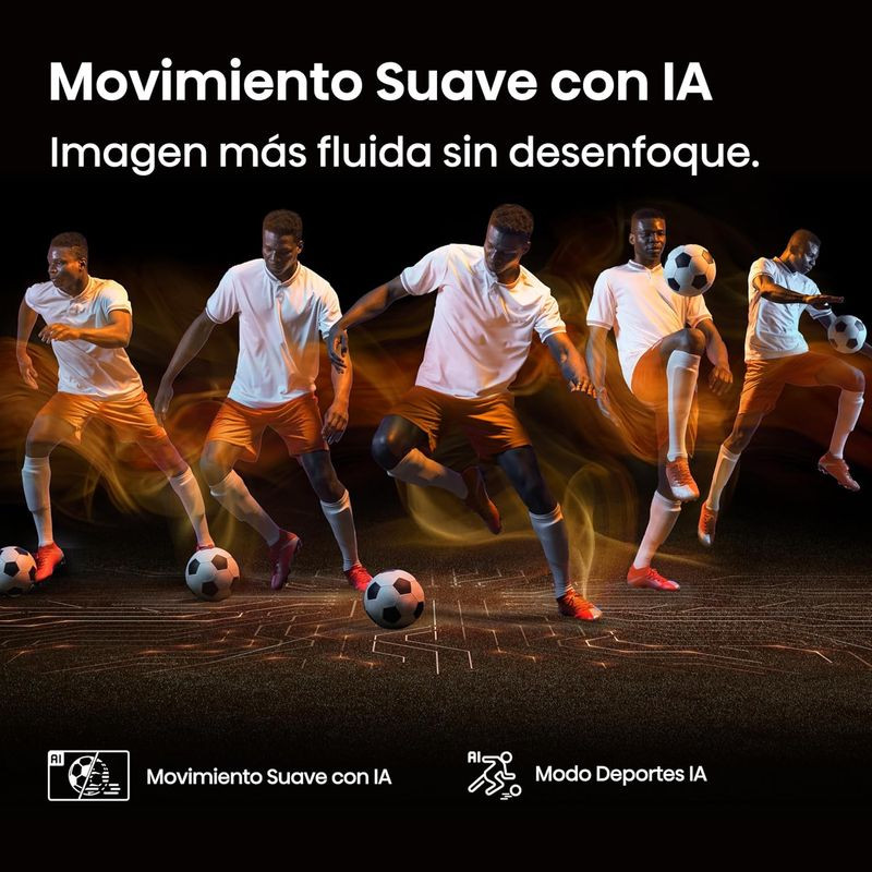 Téléviseur Hisense 65E63QT 65 pouces 4K UHD VA avec Dolby Vision, cadre fin noir, pieds écartés, écran affichant joueurs et logos partenaires Real Madrid - Ítem2