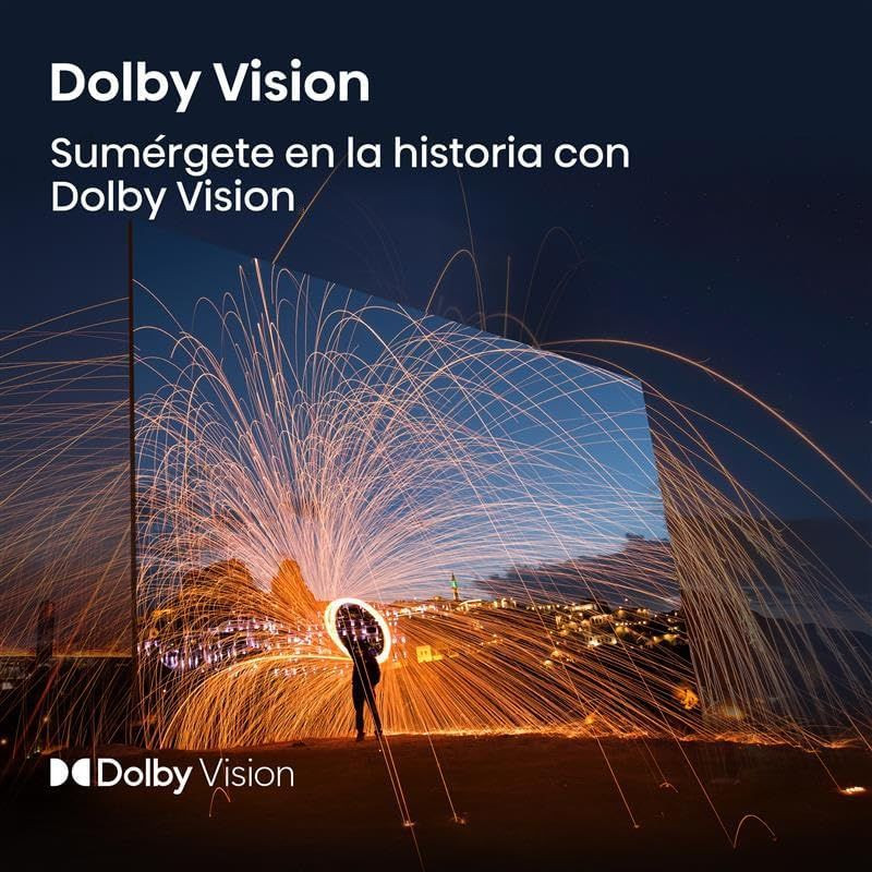 Téléviseur Hisense 65E63QT 65 pouces 4K UHD VA avec Dolby Vision, cadre fin noir, pieds écartés, écran affichant joueurs et logos partenaires Real Madrid - Ítem4