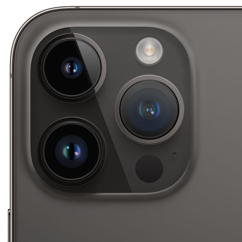 Module photo iPhone 14 Pro noir reconditionné Premium avec triple capteur grand format, flash LED et finition mate élégante, détails nets et modernes