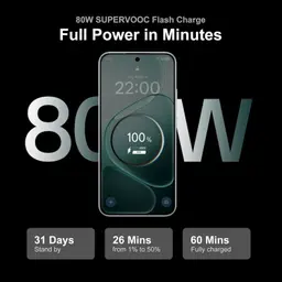 Oppo A6 Pro 5G 8GB/256GB Prata com tela perfurada, indicador de bateria 100%, destaque para 80W SUPERVOOC, promessa de 31 dias standby e carregamento rápido