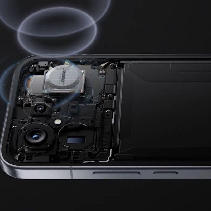 Xiaomi Poco F8 Ultra 5G 16GB/512GB Blue Denim con módulo de cámara expuesto, lentes múltiples y componentes internos visibles en chasis metálico gris