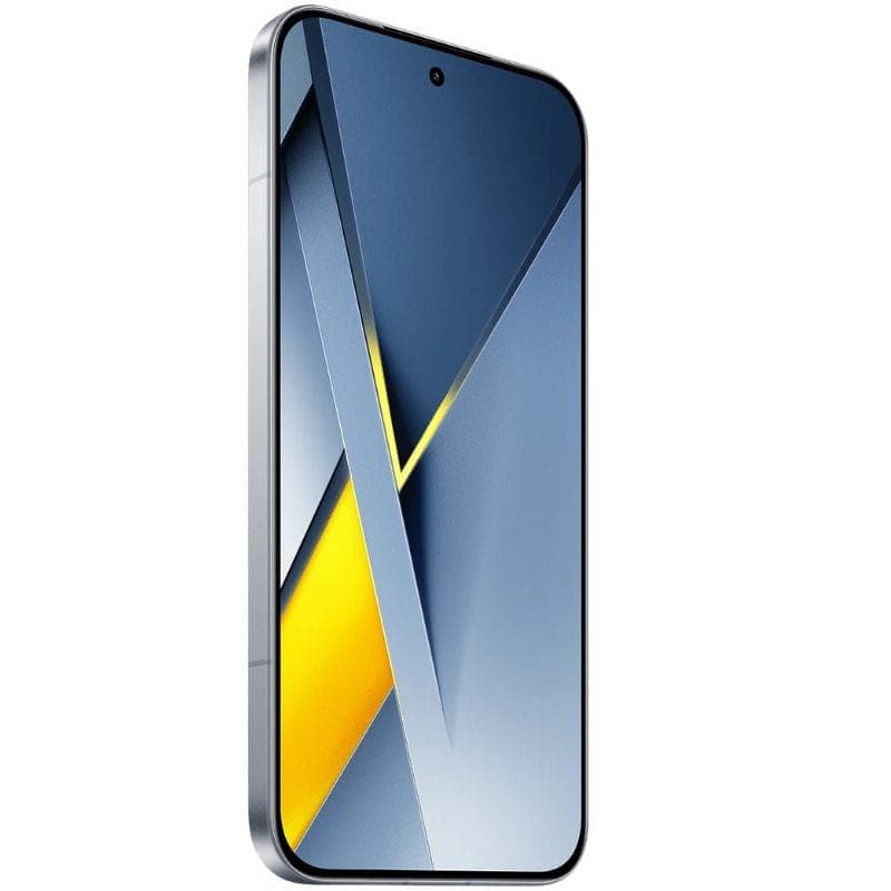 Xiaomi Poco F8 Ultra 5G 16GB/512GB Blue Denim con pantalla casi sin bordes, perforación centrada y marco metálico plateado; diseño moderno con reflejos azul