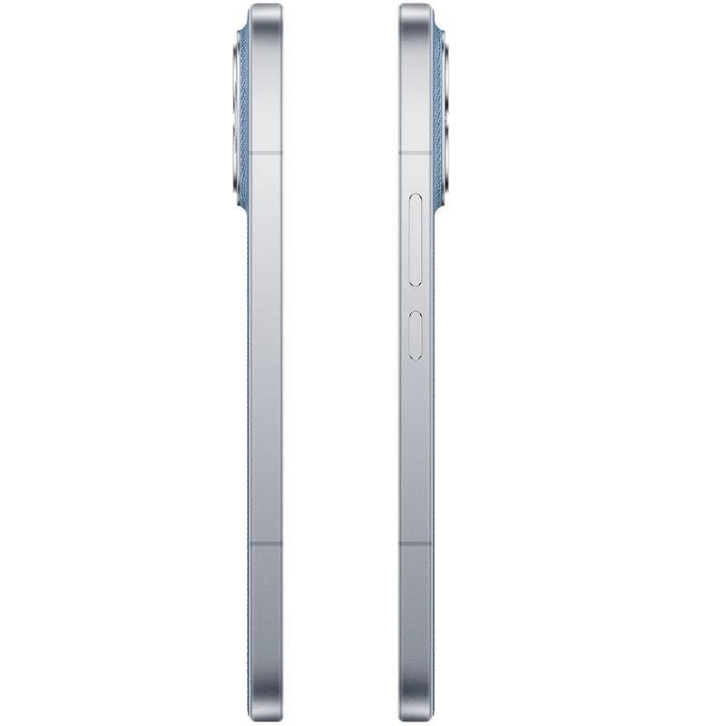 Xiaomi Poco F8 Ultra 5G 16GB/512GB Blue Denim con laterales planos en metal plateado, botón de encendido y volumen, módulo de cámara trasera prominente