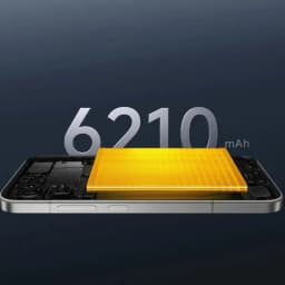 Batería 6210 mAh del Xiaomi Poco F8 Ultra 5G 12GB/256GB Blue Denim, módulo amarillo destacado sobre chasis delgado con botones laterales visibles