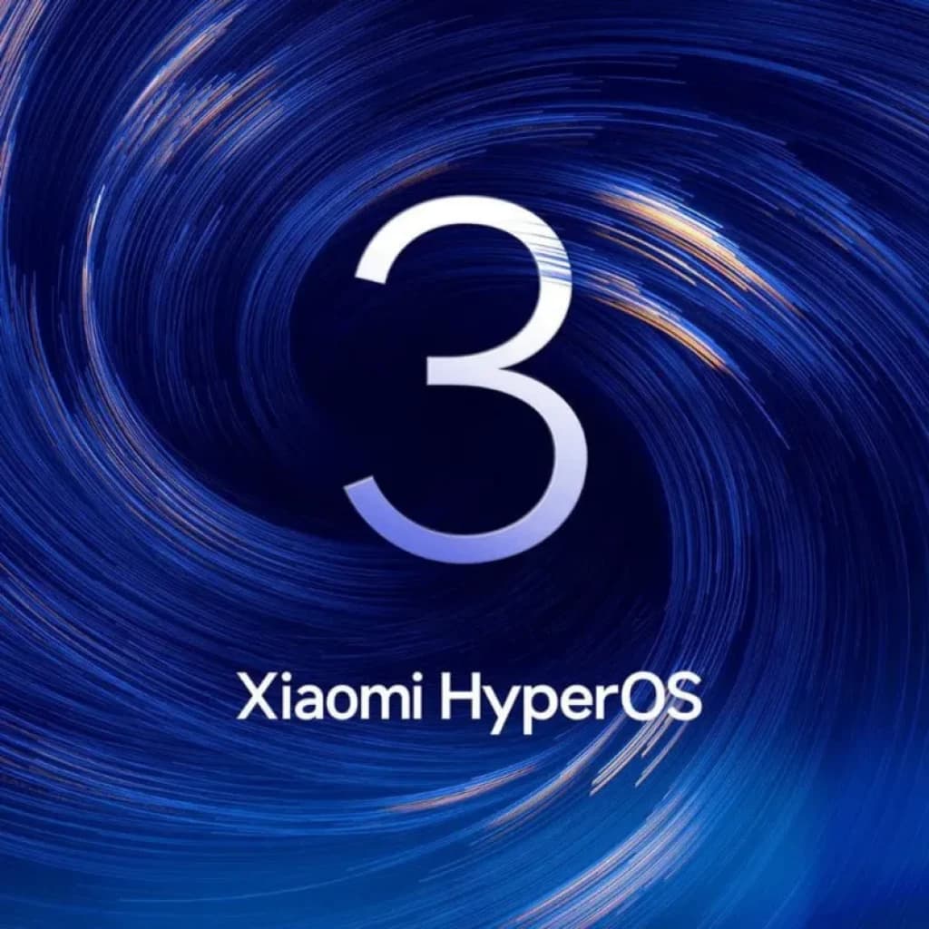 Xiaomi Poco F8 Ultra 5G 12GB/256GB Blue Denim con interfaz Xiaomi HyperOS destacada sobre fondo azul en espiral con el número 3 en grande