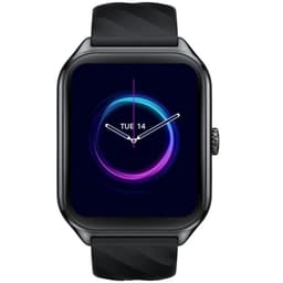 Zeblaze GTS 4 Preto - Relógio inteligente com caixa retangular preta, tela colorida com mostrador analógico digital e pulseira de silicone preta