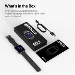 Zeblaze GTS 4 Prateado - Relógio Inteligente com caixa quadrada prata, pulseira preta, tela colorida, cabo de carga magnético e manual incluídos
