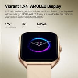 Zeblaze GTS 4 Dourado - Relógio Inteligente com caixa metálica ultrafina 8,7 mm, coroa de operação, tela colorida e pulseira de silicone macia e