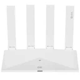 ZTE T3000 Wi‑Fi 6 IDU Router branco com quatro antenas externas verticais, design angular minimalista e indicador LED frontal