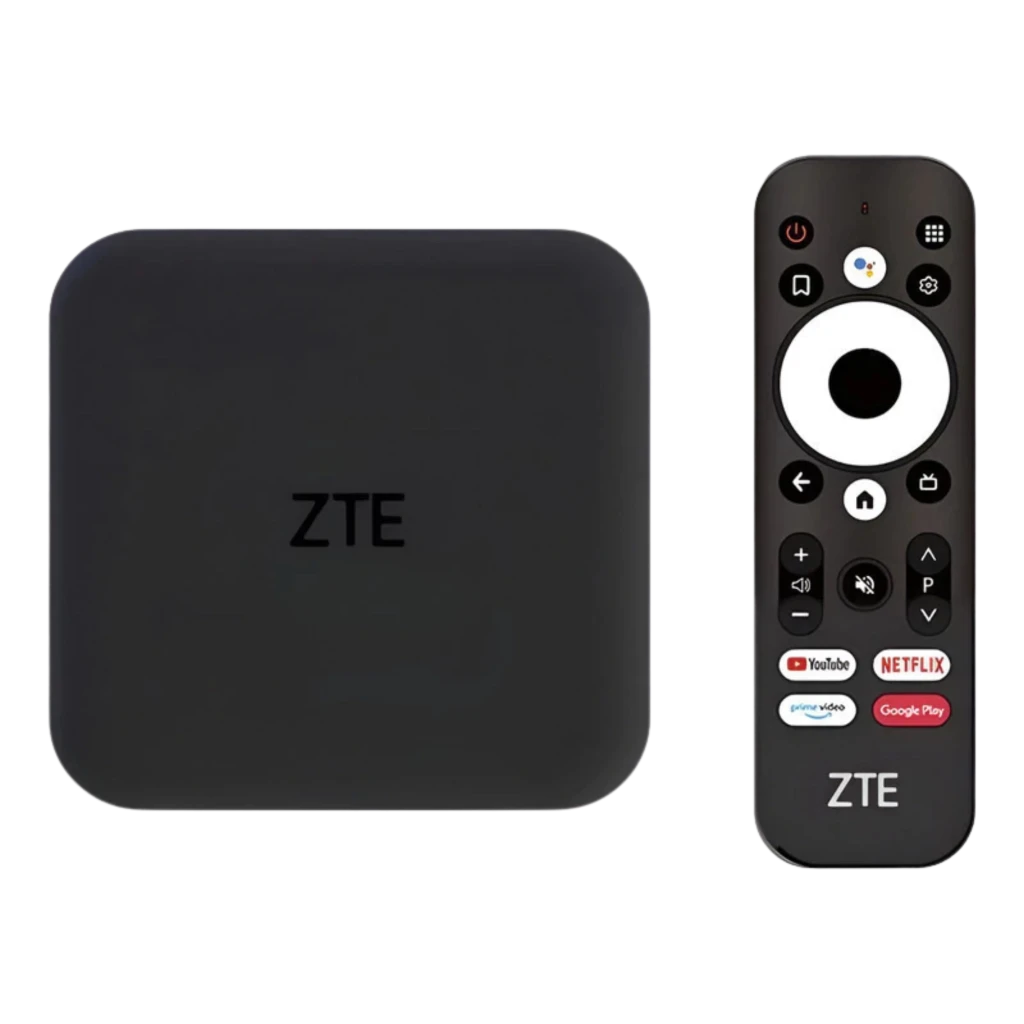 ZTE ZXV10 B866V2K leitor multimédia 4K compacto em preto com comando remoto ergonômico, botões dedicados YouTube, Netflix e Google Play, suporte HDR10+ e - Item1