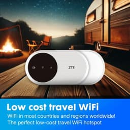 ZTE U10 WiFi 6 4G LTE portátil branco, formato oval, display circular com ícones de sinal e bateria, corpo texturizado, ideal como hotspot de viagem