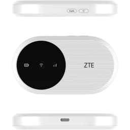 ZTE U10 WiFi 6 4G LTE, roteador móvel branco oval com painel preto de LEDs, botão WPS lateral e porta USB-C inferior, design compacto e moderno