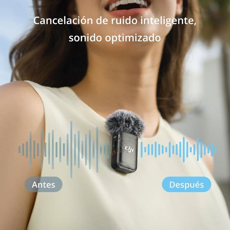 DJI Mic 2 1 TX + 1 RX – Microphone sans fil compact avec bonnette anti-vent, clip sur vêtement, annulation de bruit intelligente et son optimisé