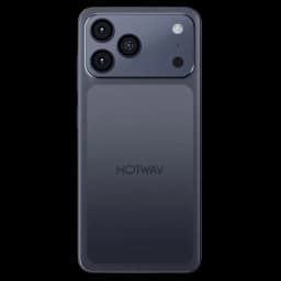 Hotwav A17 Pro Max 4GB/128GB preto com traseira fosca, módulo de câmera tripla grande no canto e flash, logotipo HOTWAV centralizado