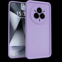 Funda Realme 14 Pro+ Square Liquid Premium Lavanda: capa preta matte, bordas quadradas reforçadas, recorte circular grande para câmera, proteção antichoque