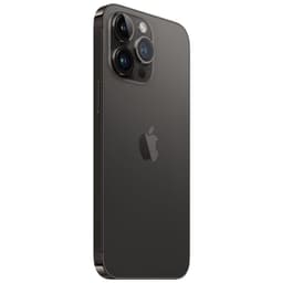iPhone 14 Pro Max 256 Go Noir spatial reconditionné état premium avec triple capteur arrière proéminent, dos en verre mat et bords métalliques élégants