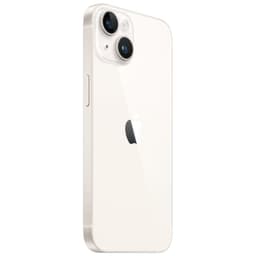 iPhone 14 Plus branco estrela, 128 GB, renovado em excelente condição; traseira brilhante com logo Apple e câmera dupla diagonal com flash LED
