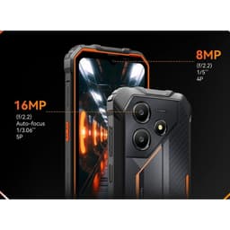 Oscal Marine 2 8Go/128Go Noir Rugged Tablet avec coque robuste noire et accents orange, triple caméra arrière 16MP, caméra frontale 8MP, écran bord à bord