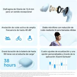 Xiaomi Redmi Buds 8 Lite Negro: auriculares in-ear con diafragma de 12.4 mm, ANC hasta 40 dB, doble micrófono IA, estuche de carga y autonomía hasta 38 horas