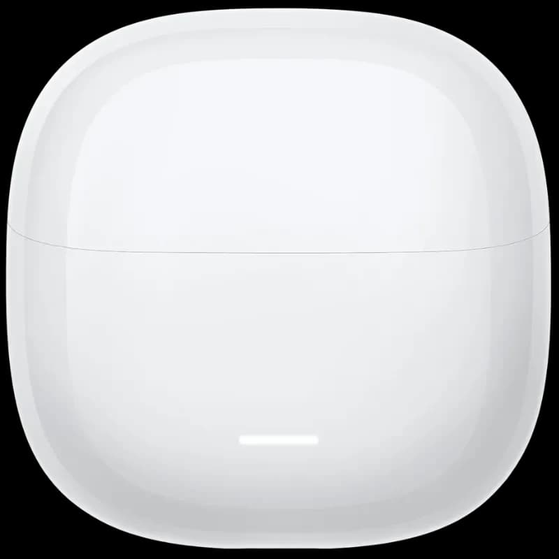 Xiaomi Redmi Buds 8 Lite Blanco estuche de carga compacto y brillante en blanco con indicador LED frontal y bordes redondeados, diseño minimalista