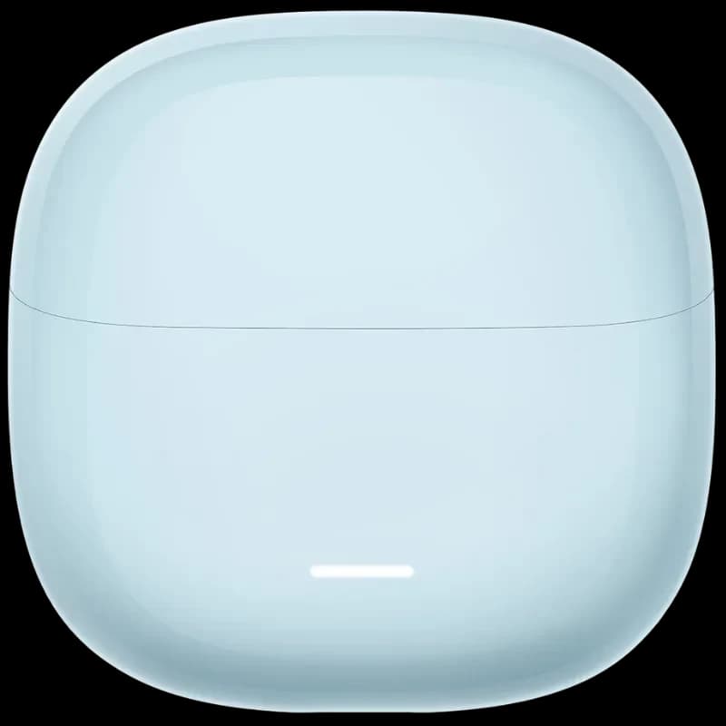 Xiaomi Redmi Buds 8 Lite Azul estuche de carga compacto en azul claro con acabado brillante y luz LED frontal discreta, bordes redondeados y diseño minimalista