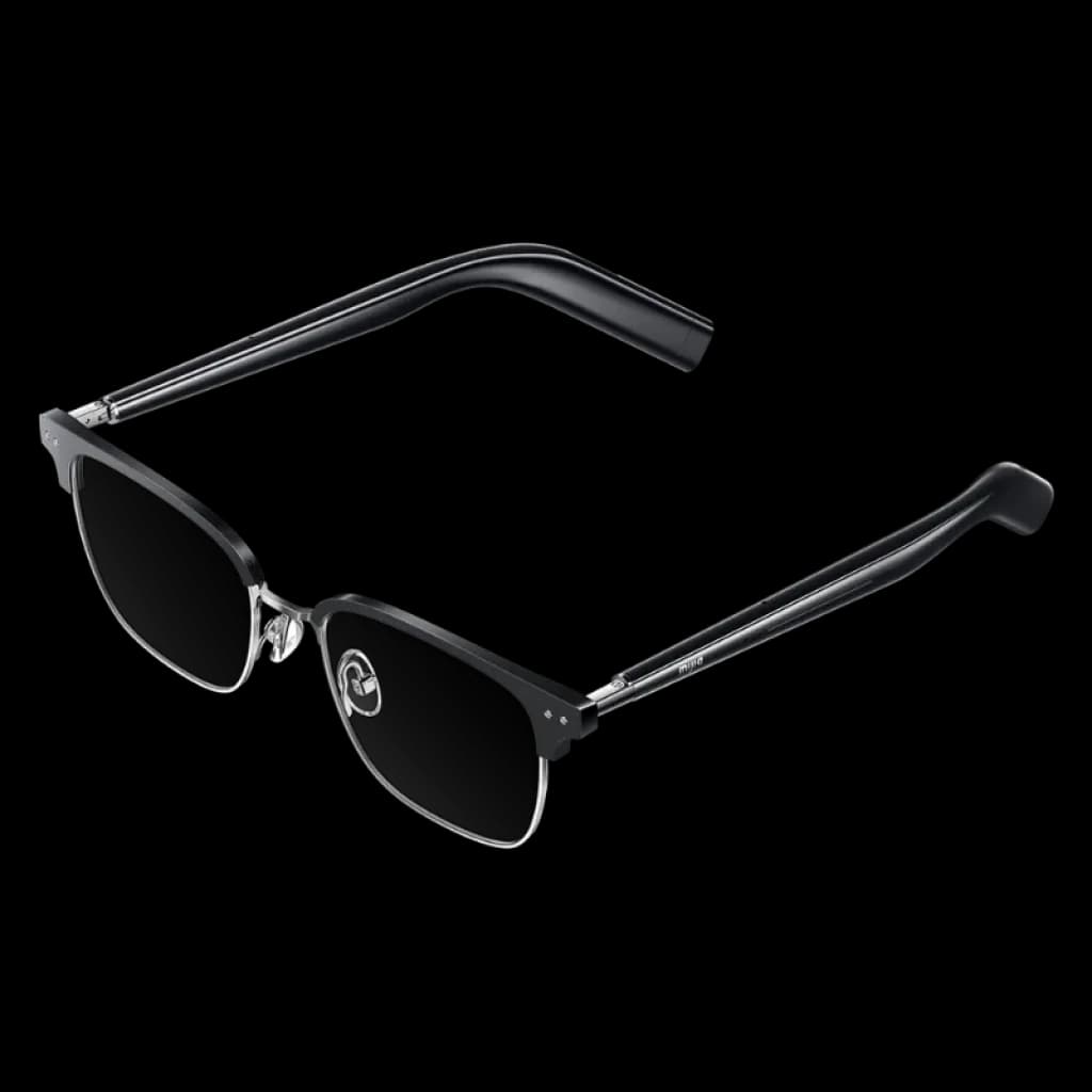 Lunettes Mijia Smart Audio Glasses Browline noires avec monture semi-cerclée, branches métalliques doubles et charnières visibles ; design élégant et léger IP54