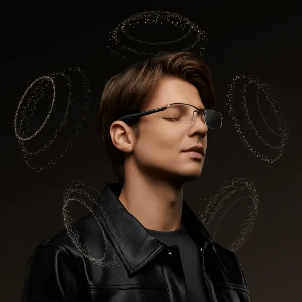 Mijia Smart Audio Glasses Browline con montura browline negro y metal plateado, patillas gruesas con audio integrado, diseño ligero, autonomía 13 h, IP54 - Ítem6