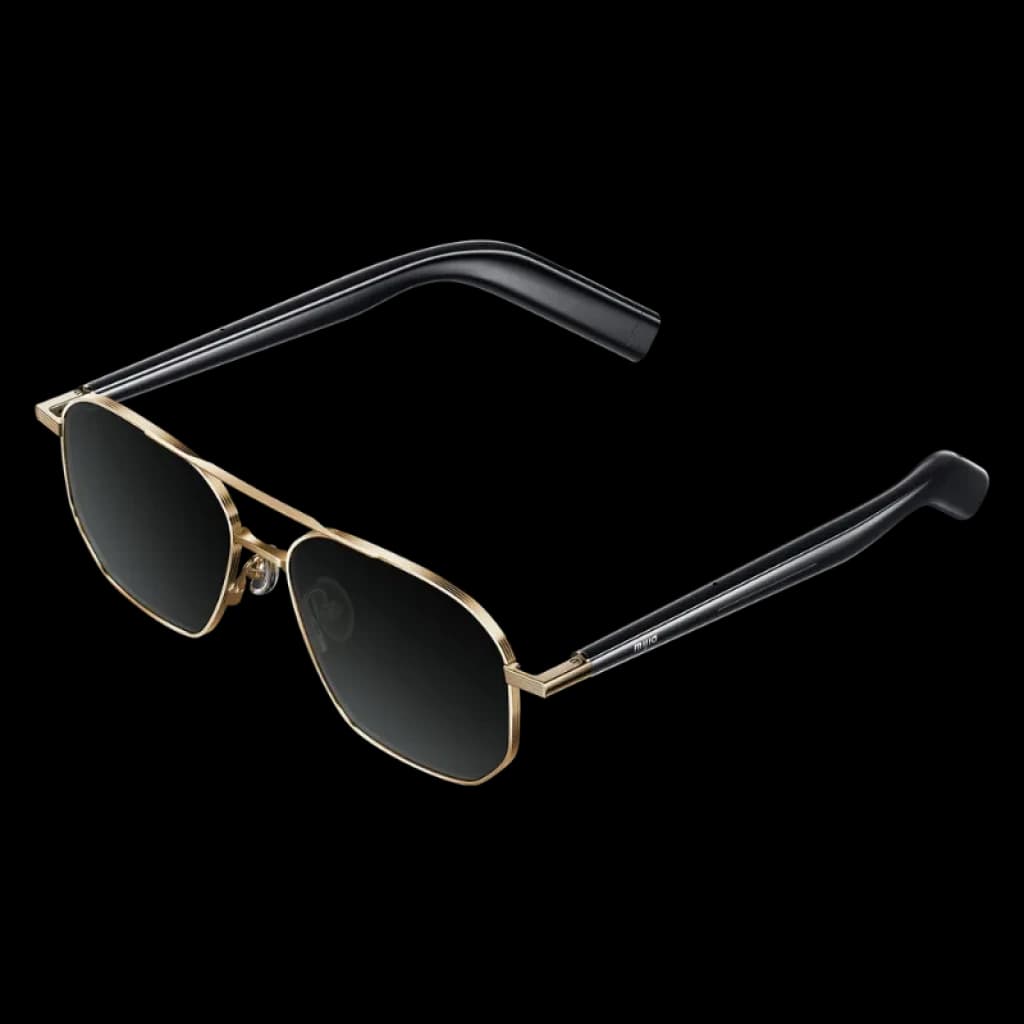 Mijia Smart Audio Glasses Pilote avec design aviateur, verres fumés, monture métallique fine et branches avec audio open ear Bluetooth v5.4